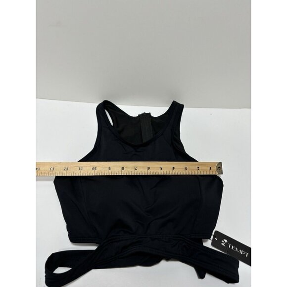 Women's Small Black Back Zipper Bathing Suit Swimwear Top with Wrap Around Strap - Picture 8 of 9